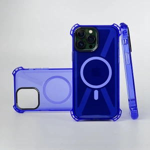 Apple iPhone 14 Pro Max Uyumlu Kılıf Zebana Airbag Fashion Silikon Kılıf (Kablosuz Şarj Destekli) Sierra Mavisi