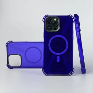 Apple iPhone 14 Pro Max Uyumlu Kılıf Zebana Airbag Fashion Silikon Kılıf (Kablosuz Şarj Destekli) Derin Mor