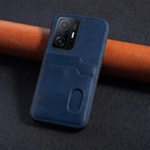 Xiaomi Mi 11T Kılıf Zebana Kartlıklı Lüx Deri Kılıf Lacivert