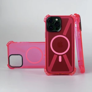 Apple iPhone 12 Pro Max Uyumlu Kılıf Zebana Airbag Fashion Silikon Kılıf (Kablosuz Şarj Destekli) Kırmızı