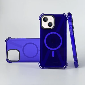 Apple iPhone 13 Uyumlu Kılıf Zebana Airbag Fashion Silikon Kılıf (Kablosuz Şarj Destekli) Derin Mor