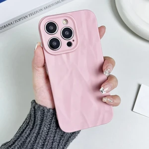 Apple iPhone 15 Pro Uyumlu Kılıf Zebana Soft Wrink Silikon Kılıf Pembe