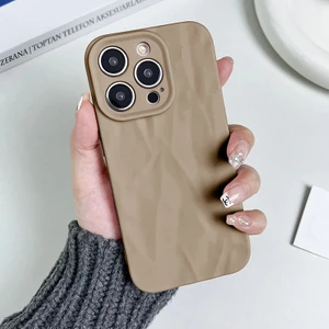 Apple iPhone 15 Pro Max Uyumlu Kılıf Zebana Soft Wrink Silikon Kılıf Açık Kahverengi