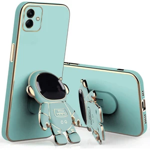 Samsung Galaxy A04 Uyumlu Kılıf Standlı Astronot Silikon Kılıf Açık Mavi