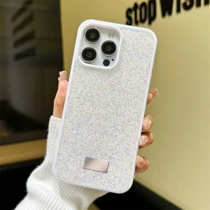 Apple iPhone 15 Pro Max Uyumlu Kılıf Zebana Star Glitter Silikon Kılıf Beyaz