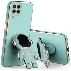 Huawei P40 Lite Uyumlu Kılıf Standlı Astronot Silikon Kılıf Açık Mavi
