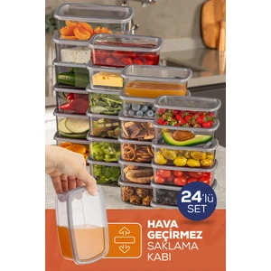 24LÜ Hava Geçirmez Saklama Kabı Seti Antrasit 6X(250-500-750-1200 Ml)