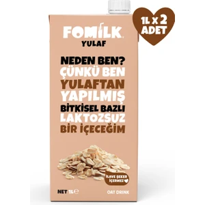 Yulaf Sütü 1 L X2 Bitkisel Bazlı Laktozsuz Vegan