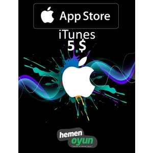 App Store Itunes 5 USD Dolar Hediye Kartı Bakiye ios