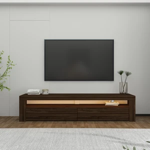 İnarch Dizayn Batı LED Işıklı 2 Kapaklı TV Sehpası – 150 cm – Minimal Tasarım, Ceviz
