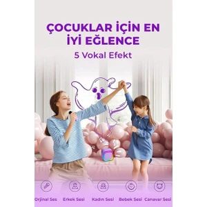 K12 Kablosuz Bluetooth Hoparlör Karaoke Mikrofon 5 Ses Efektli Rgb Hd Stereo ?es Usb/sd/fm