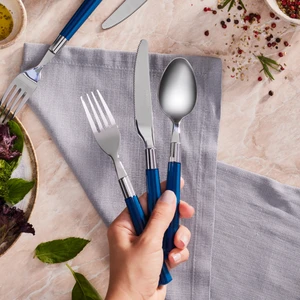 Fluca 18 Parça 6 Kişilik Yemek Çatal Kaçık Bıçak Seti Mavi