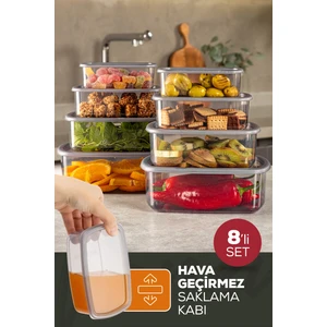 8li Hava Geçirmez Saklama Kabı Seti Antrasit 2X(250-500-750-1200 Ml)