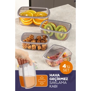 4lü Hava Geçirmez Saklama Kabı Seti Antrasit 1X(250-500-750-1200 Ml)
