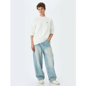 Bisiklet Yaka Basic Pamuk Karışımlı Minimal Baskılı Sweatshirt