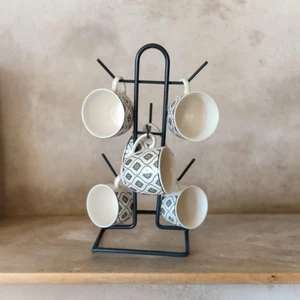 Ece Ev Modası Fincan Askısı , Metal Masa Üstü , Tezgah Üstü Dolap Içi Kahve Fincan Askılığı