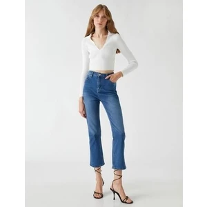 Kot Pantolon Yüksek Bel Ispanyol Paça - Victoria Crop Jean