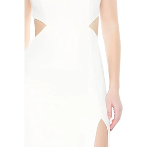 F21 Kare Yaka Yırtmaç Detaylı Midi Elbise