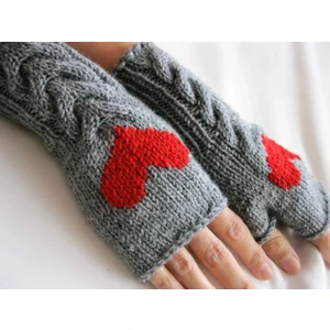 Kadın Kalp Detaylı Yarım Eldiven Kadın Parmaksız Eldiven Kalpli Kadın Eldiveni