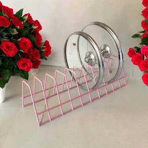 Ece Ev Modası Tabaklık Rafı- Tencere Kapak Düzenleyici-Tabak Kurutmalık -10 Bölmeli Krem Stand