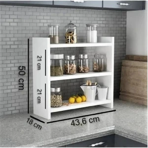 Toprak Mobilya Mutfak Tezgah Rafı / Masa Üstü Organizer Beyaz