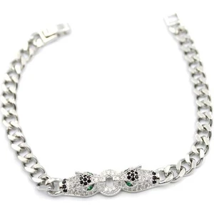 Royaleks Design Zirkon Taşlı Leopar Bileklik - Gümüş
