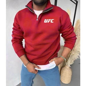 Unisex Yarım Fermuarlı Kışlık Şardonlu Ufc Baskılı Pamuklu Sweatshirt