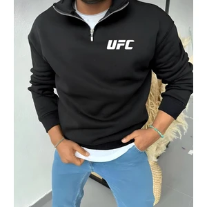 Unisex Yarım Fermuarlı Kışlık Şardonlu Ufc Baskılı Pamuklu Sweatshirt