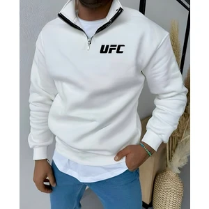 Unisex Yarım Fermuarlı Kışlık Şardonlu Ufc Baskılı Pamuklu Sweatshirt