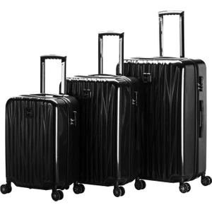 3'lü Valiz Seti Polikarbon Valiz 4x2 Teker Siyah 1815