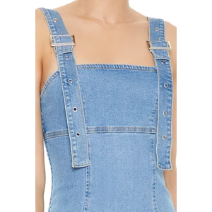 F21 Pileli Denim Mini Elbise