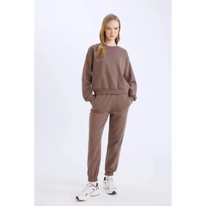 Regular Fit 2'li Takım Kalın Bisiklet Yaka Sweatshirt Esnek Belli Jogger Eşofman Altı D8022AXNS