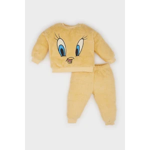 Kız Bebek Looney Tunes 2'li Takım Pelüş Sweatshirt Beli Lastikli Eşofman Altı D7260A524WN