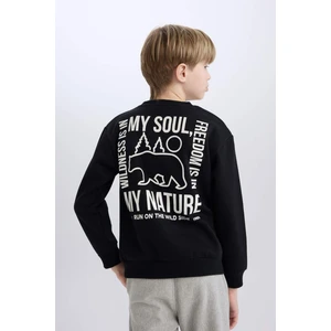 Erkek Çocuk Bisiklet Yaka Sırt Baskılı İçi Yumuşak Tüylü Sweatshirt D6227A824CW