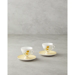 English Home Valentina New Bone China 4 Parça 2 Kişilik Kahve Fincan Takımı Sarı 80 ml