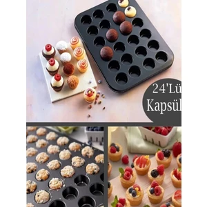 24'lü ve 12'li Muffin Cupcake Kapsüllü Muffin Kalıbı Yüksek Kaliteli Yanmaz Yapışmaz Turta Tepsi