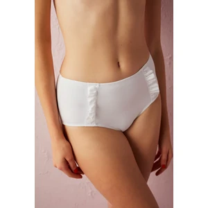 Beyaz Basic Yüksek Bel Bikini Altı