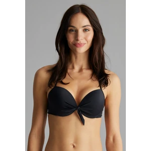 Siyah Basic Fiyonk Detaylı Ekstra Dolgulu Push-up Bikini Üstü