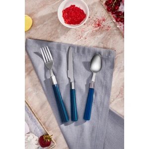 Fluca 18 Parça 6 Kişilik Kahvaltı Çatal Kaşık Bıçak Seti Mavi