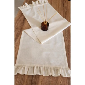 Naturel 2-Kenar Fırfırlı Runner Örtü Ham Keten Vintage Bej 40 x 110