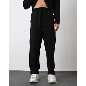 Premium Desenli Lastikli Jogger Pantolon - Siyah