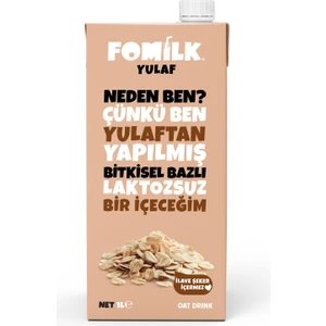 Yulaf Sütü 1 L Bitkisel Bazlı Laktozsuz Vegan