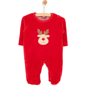 HelloBaby Yenidoğan  Nakışlı Kadife Patikli Tulum