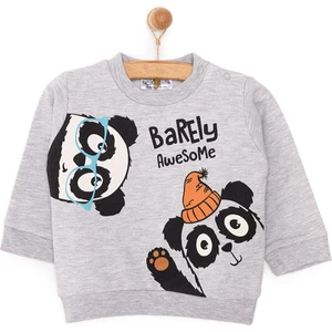 Basic Az Şardonlu Bearly Awesome Baskılı Sweatshirt Erkek Bebek