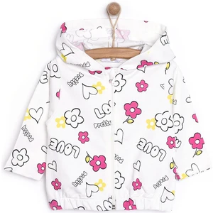 Basic Kız Desenli  Kapüşonlu Hırka Kız Bebek