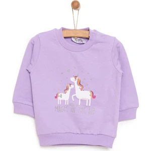 Basic Az Şardonlu Unicorn Desenli Sweatshirt Kız Bebek