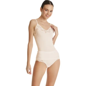 Kadın Atlet İnce Askılı Dantelli Private 1984 - Krem
