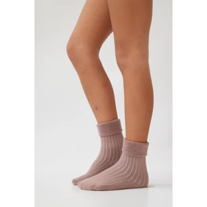 Kız Çocuk Havlu Çorap Kahve Melanj