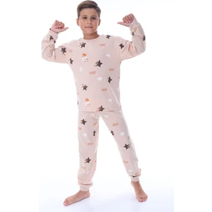 Yıldız Nota Desenli Bej Unisex Pijama Takımı