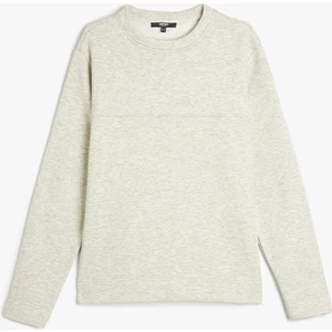 Dikiş Detaylı Şardonlu Pamuklu Basic Bisiklet Yaka Sweatshirt